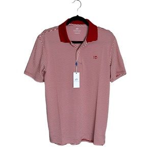 Southern Tide Men’s Frederick Stripe Polo Salsa Red Short Sleeve Polo Shirt Sz S